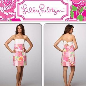 Lilly Pulitzer Franco Fly By Patchwork Strapless Tie Back Dress Sz 10